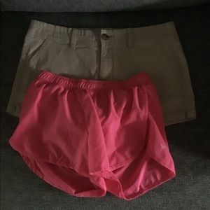 Arizona khaki shorts and pink sport short